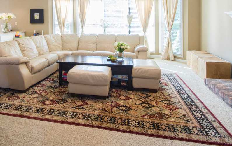 Couch on Oriental rug