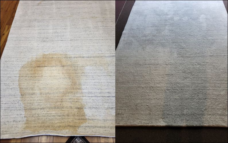 Viscose Rug before and after cleaning